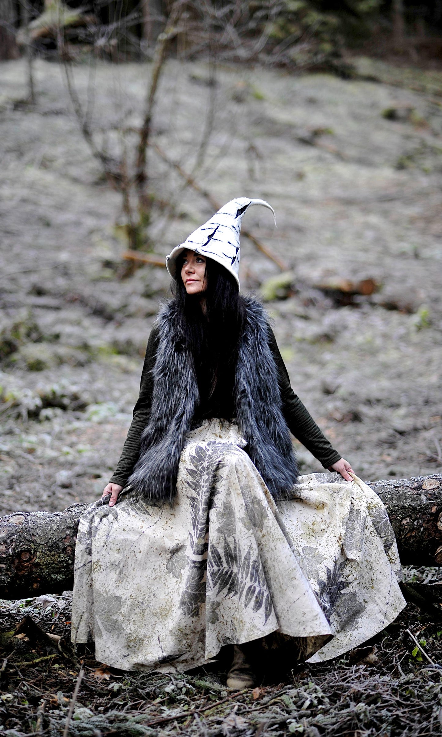 Hand-Felted Birch Tree Witch Hat