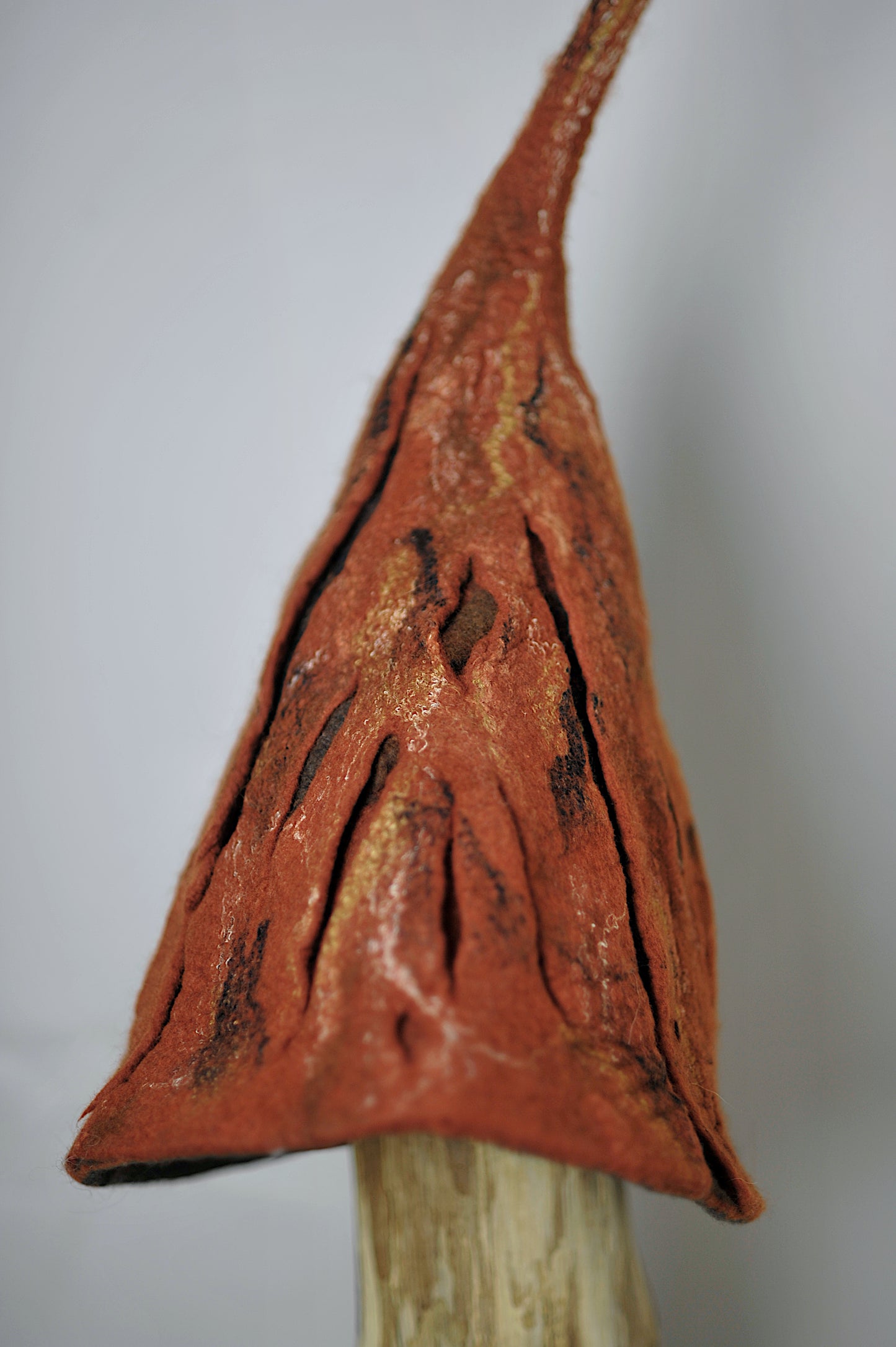 Rusty Orange Druid Tree Bark Textured Felted Hat