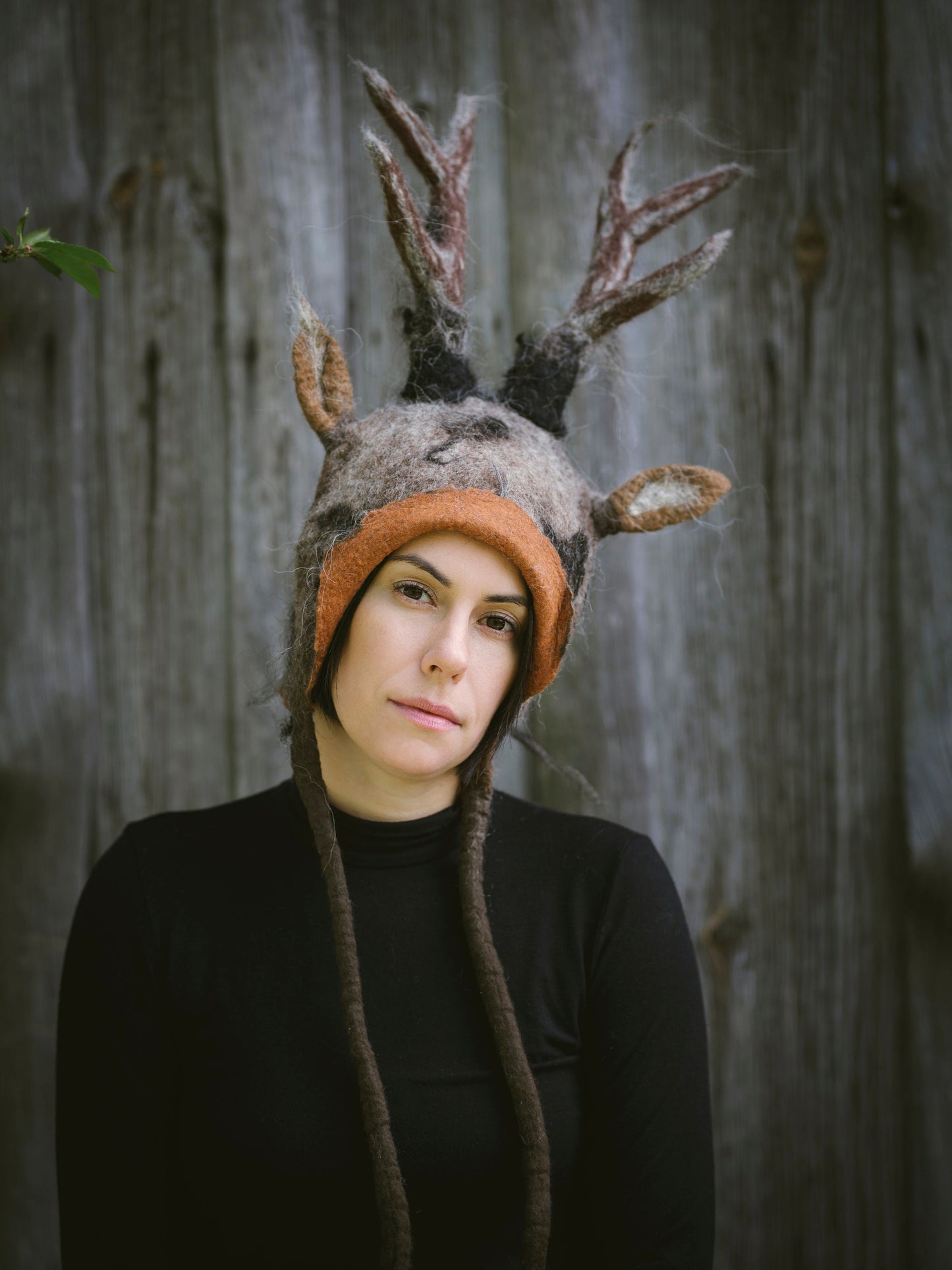 brown deer antler hat
