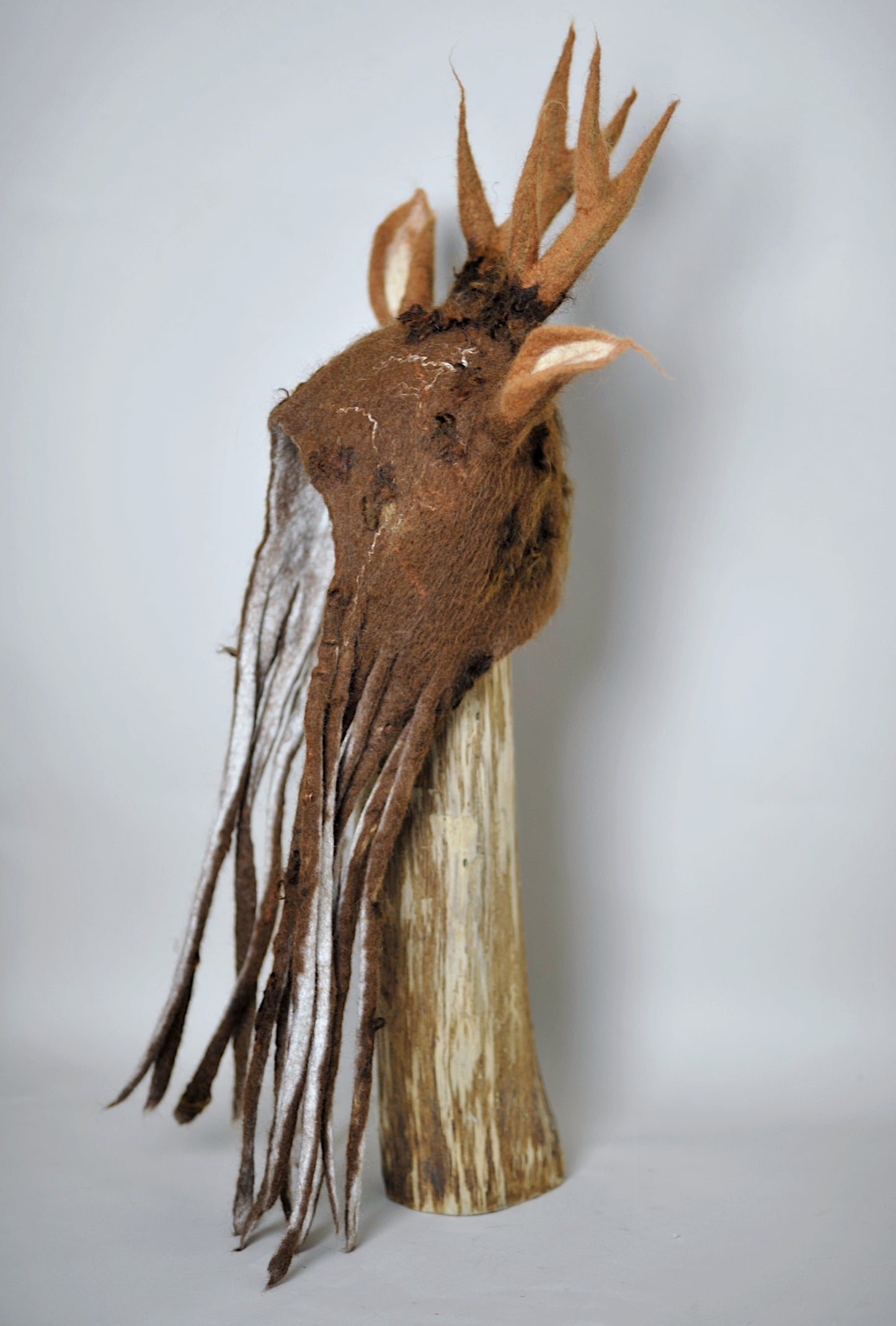 Alpaca&Merino Wool Deer Antler Hat with Dreads