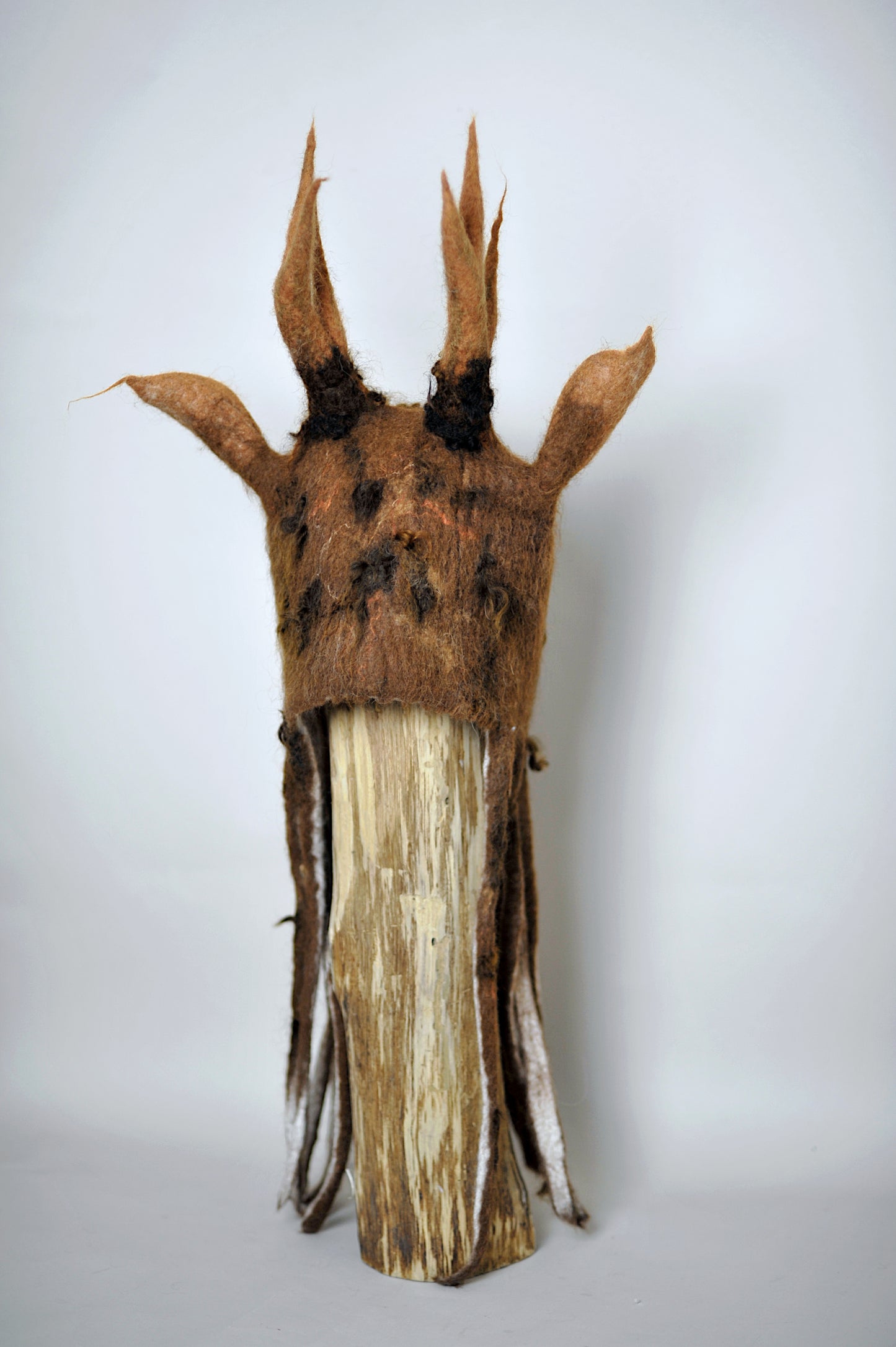 Alpaca&Merino Wool Deer Antler Hat with Dreads