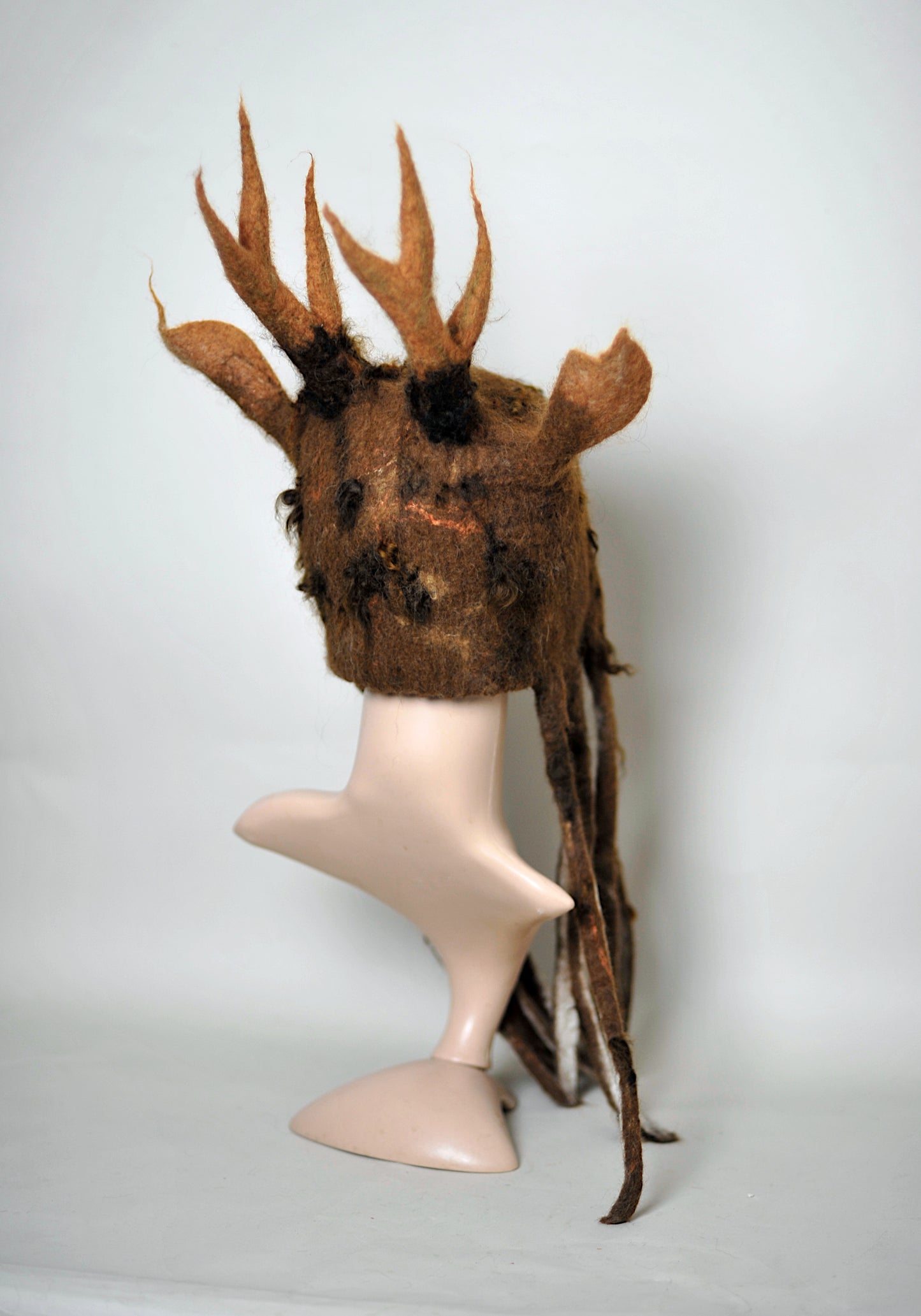 Alpaca&Merino Wool Deer Antler Hat with Dreads