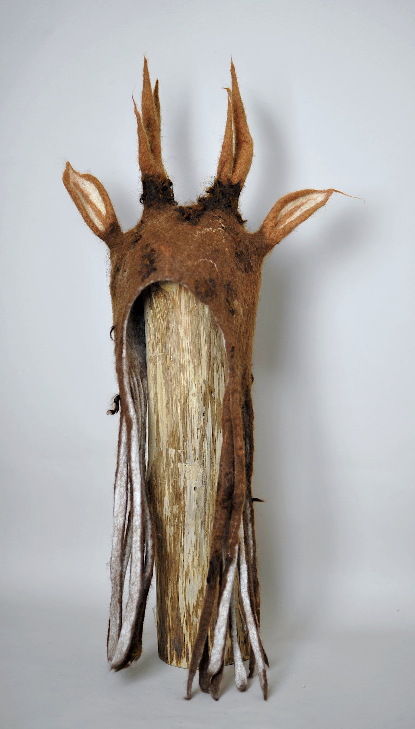 Alpaca&Merino Wool Deer Antler Hat with Dreads