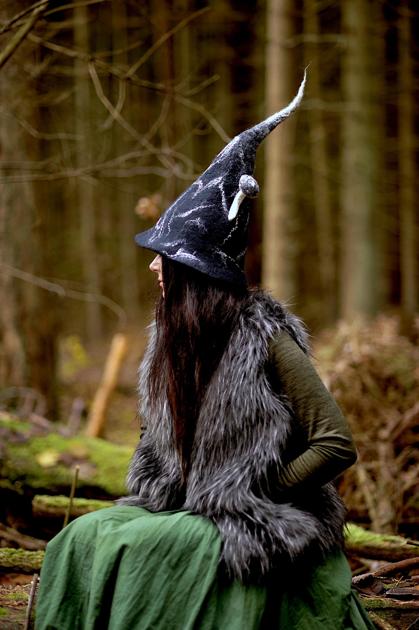  felted black witch hat