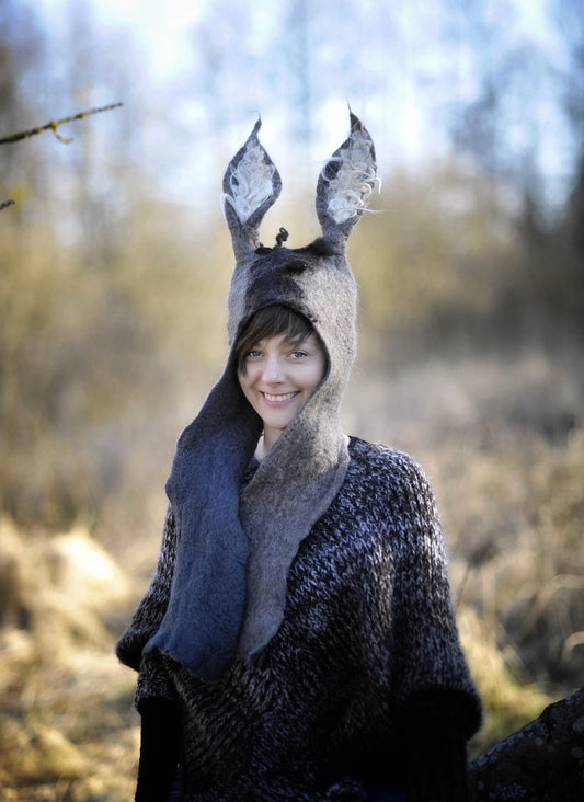 felted wool donkey hat