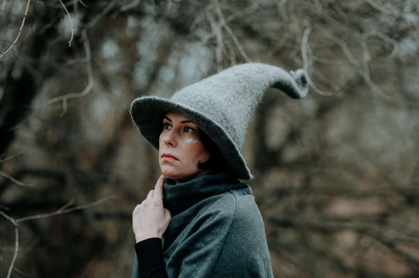 felted wool gray witch hat