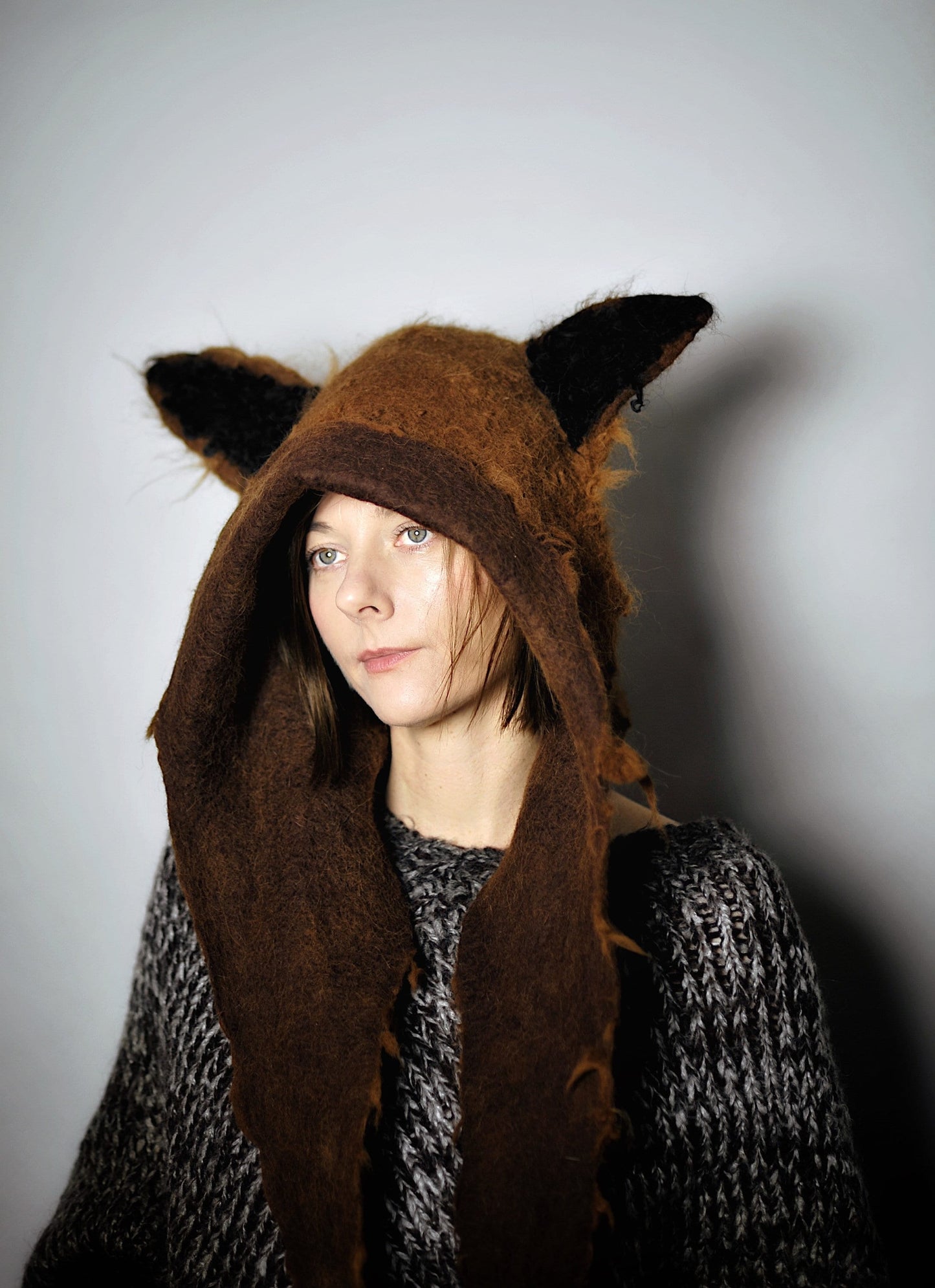 Merino & Alpaca Wool Wolf Hood
