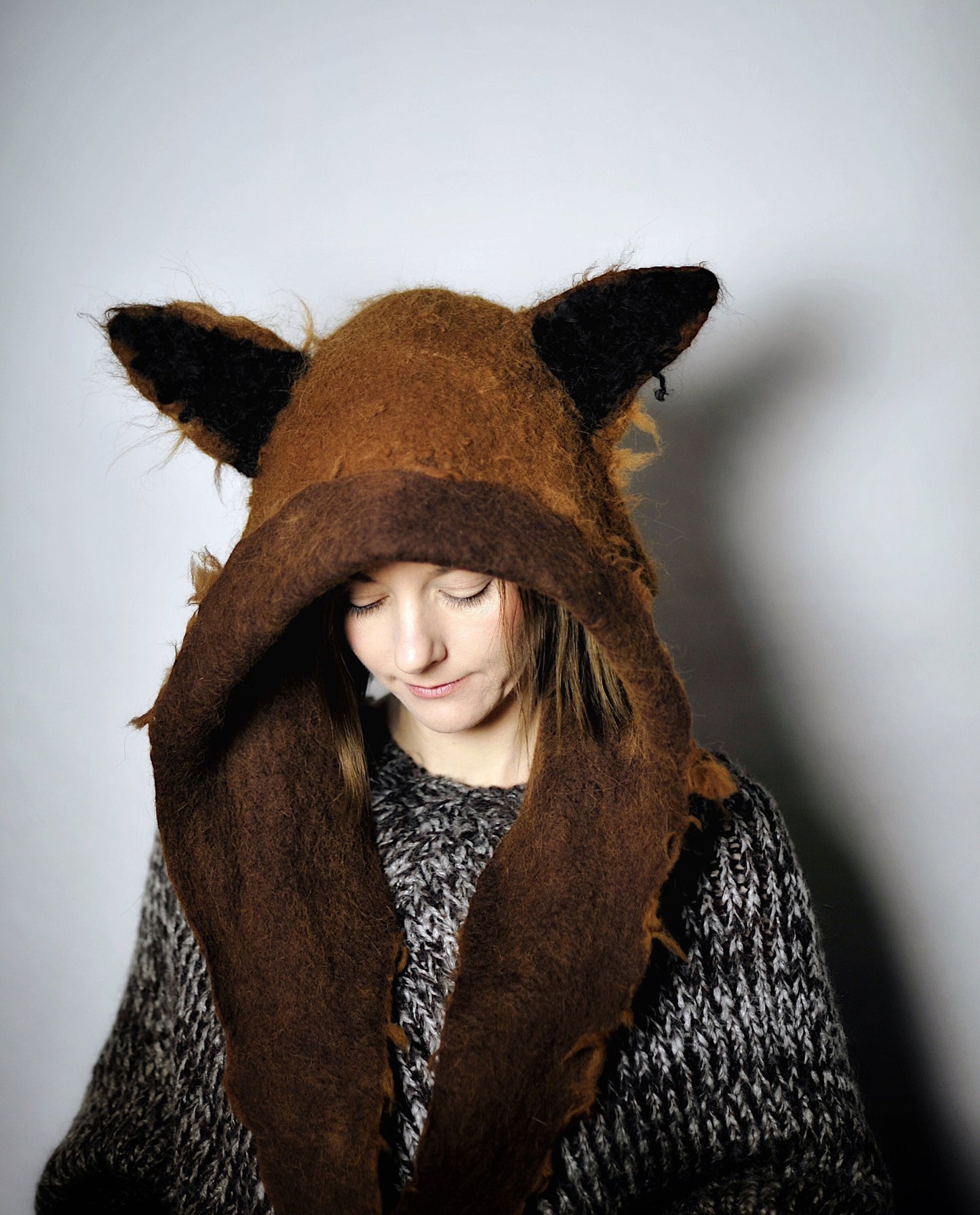 Merino & Alpaca Wool Wolf Hood