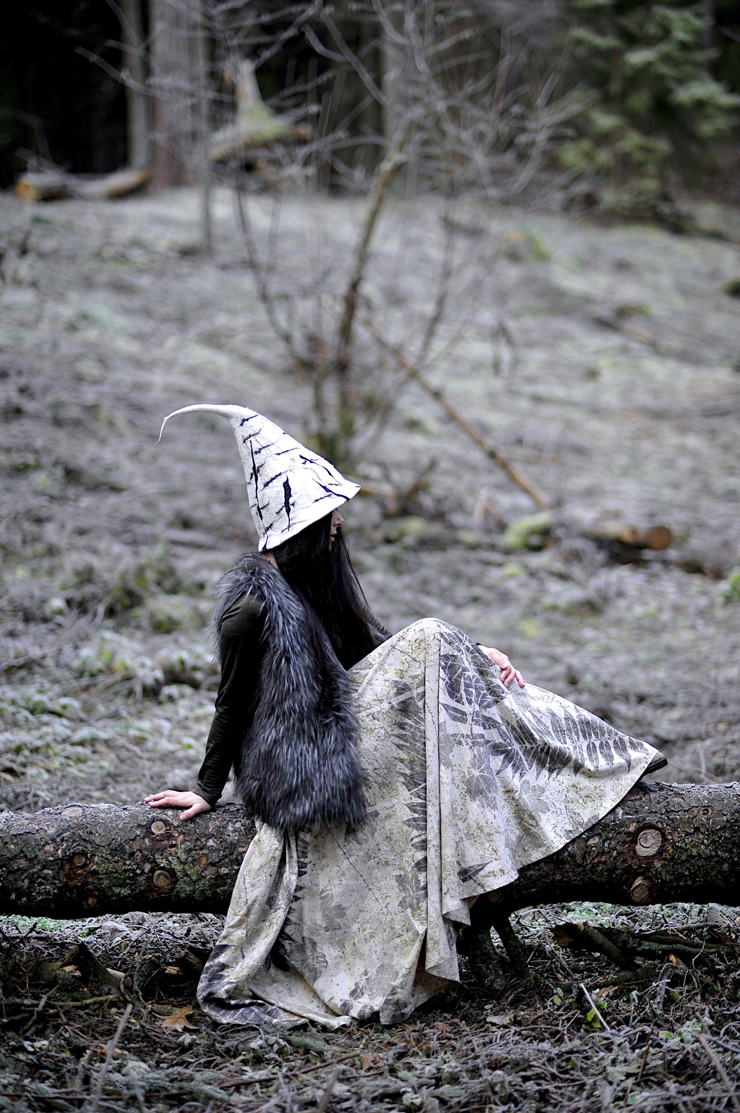 Hand-Felted Birch Tree Witch Hat