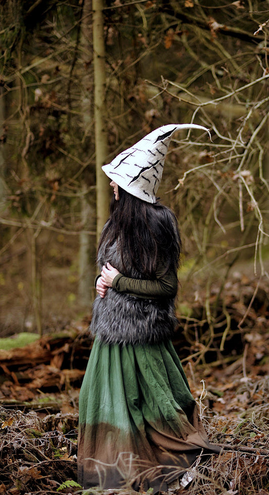 Hand-Felted Birch Tree Witch Hat