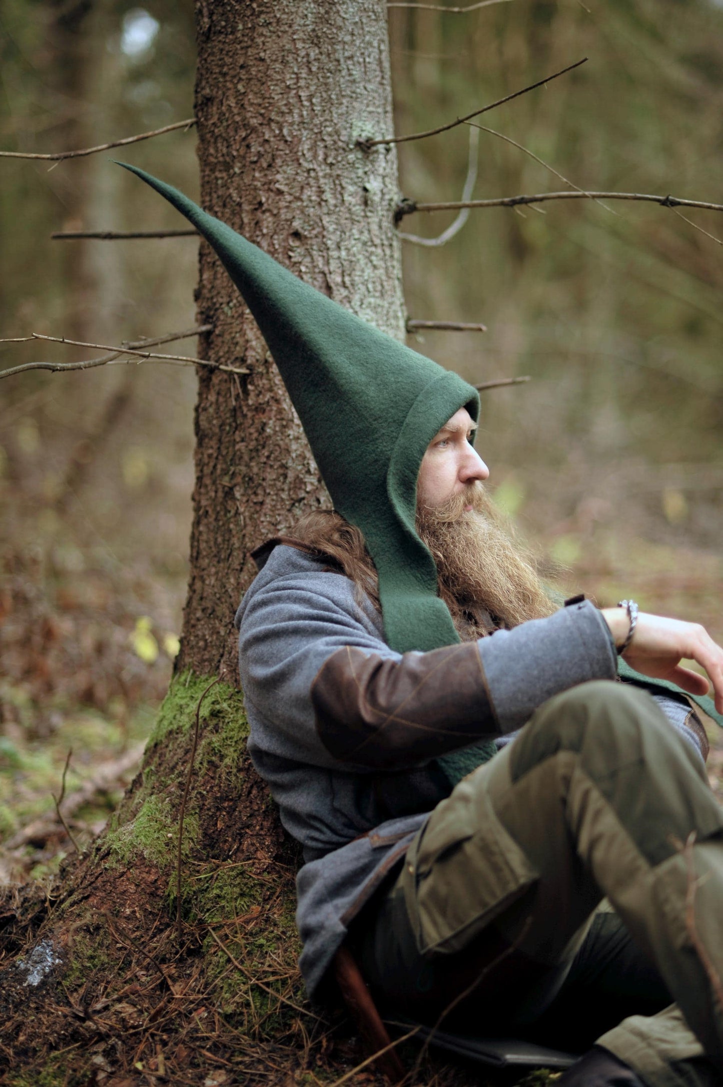 Hand Felted Green Druid Gnome Hat