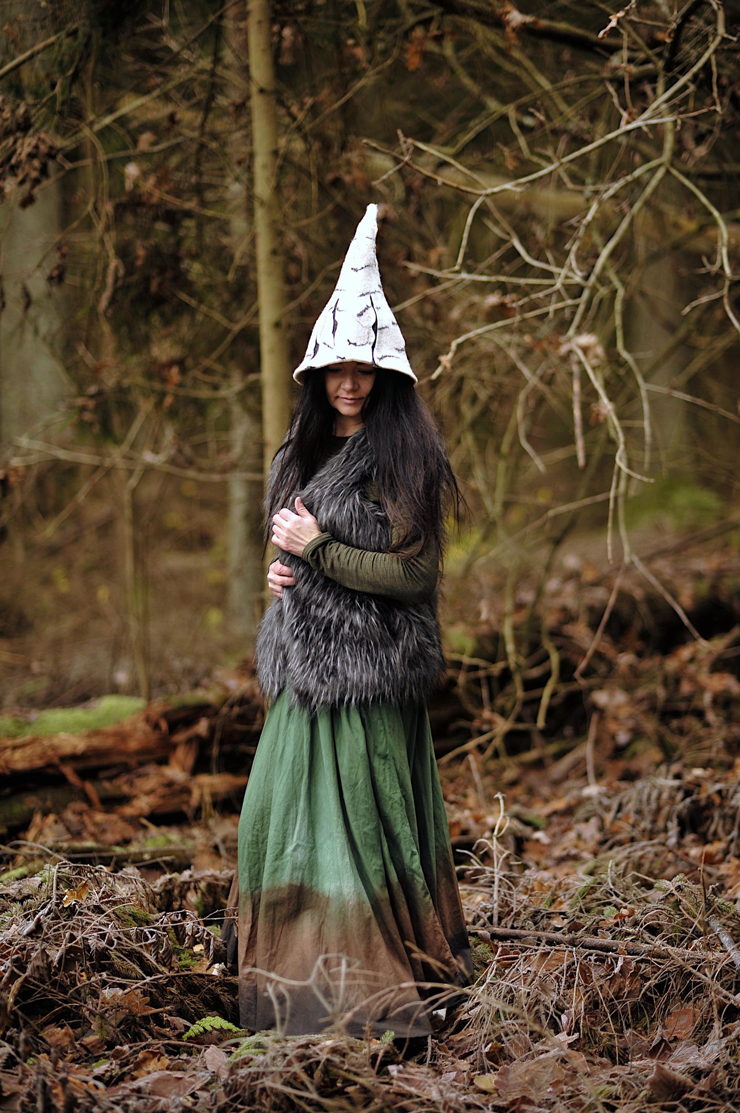 Hand-Felted Birch Tree Witch Hat