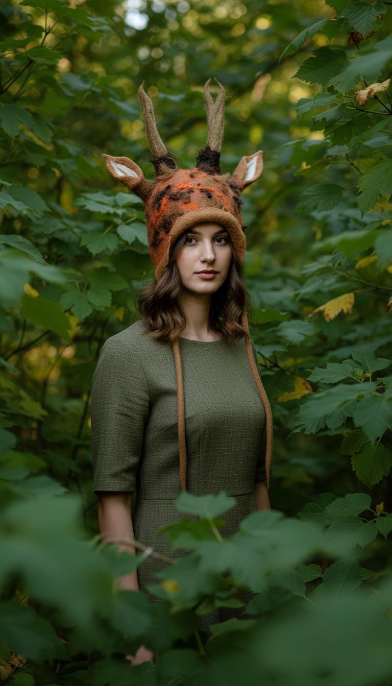 Brown Rusty Orange Deer Antler Headdress