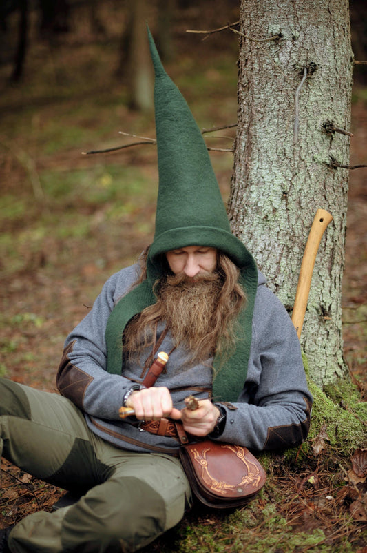 Hand Felted Green Druid Gnome Hat