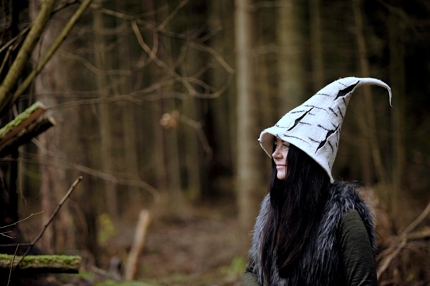 Hand-Felted Birch Tree Witch Hat