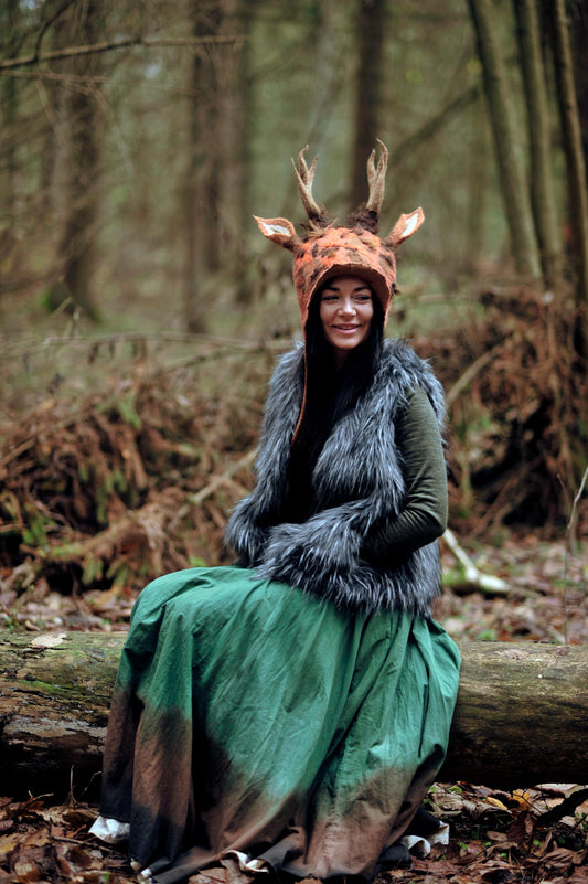 Brown Rusty Orange Deer Antler Headdress