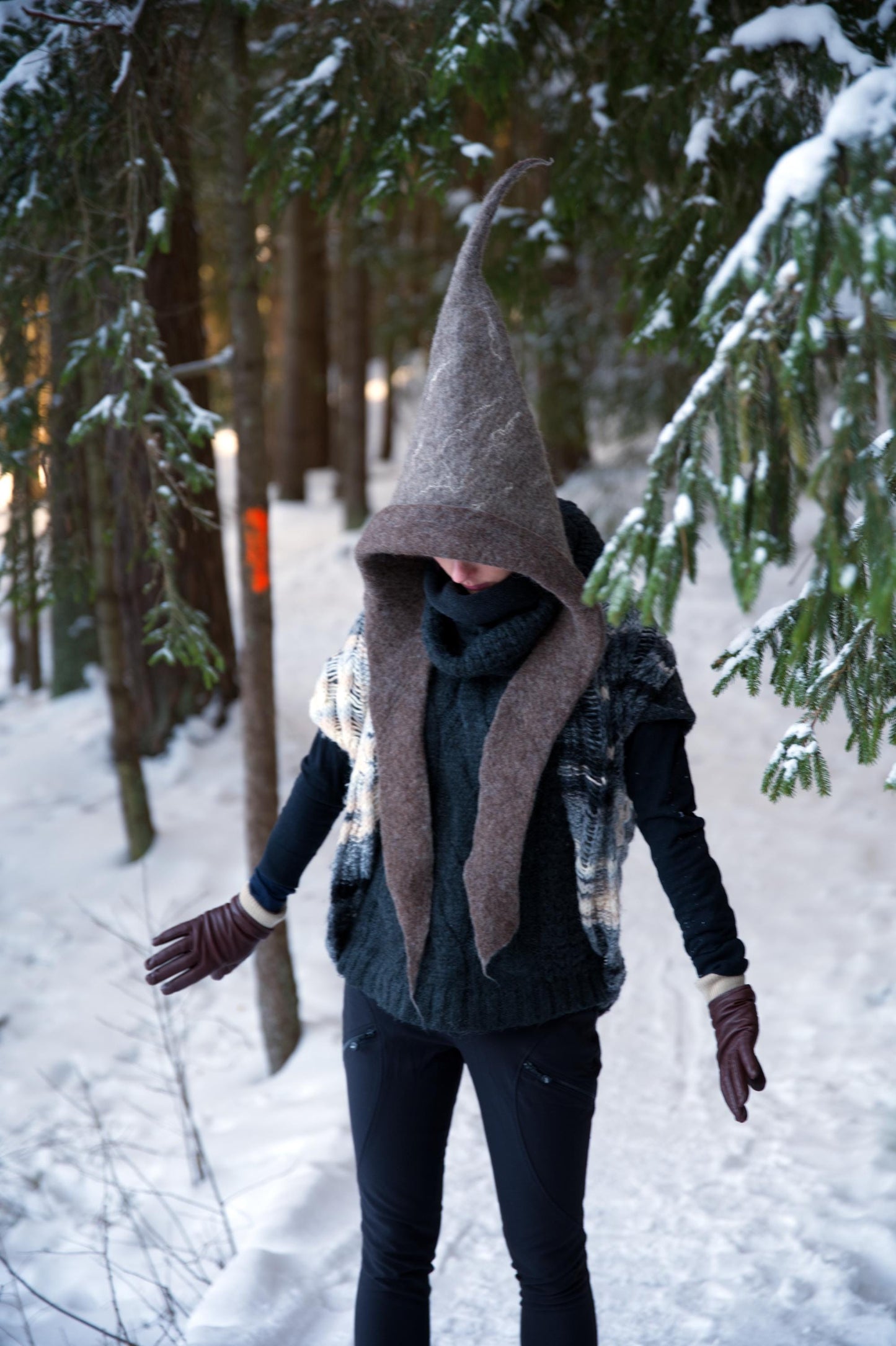 Brown Gray Druid Hat